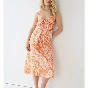J. Crew Tie-front Cotton Poplin Midi Dress